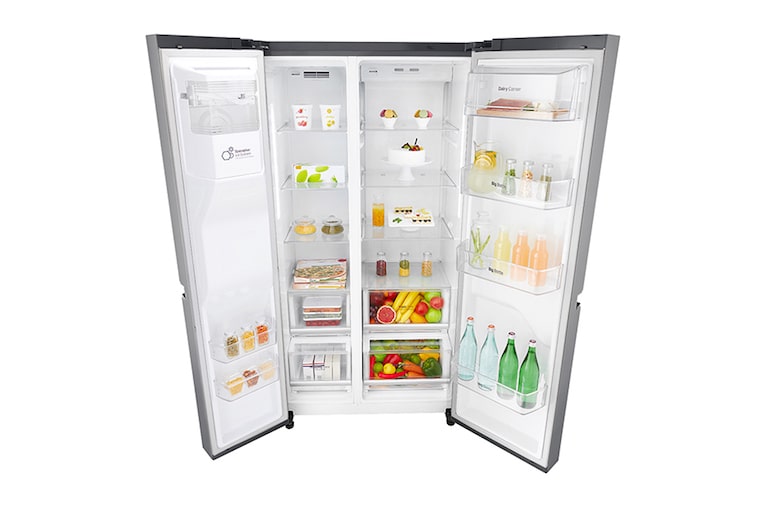LG Americká chladnička | F | Hrubý objem 668 l | 431 kWh/rok | LG Lineární invertorový kompresor | LG Total No Frost | Multi-Air Flow™ | Vnější LED displej | Nápojový automat, GSL760PZUZ